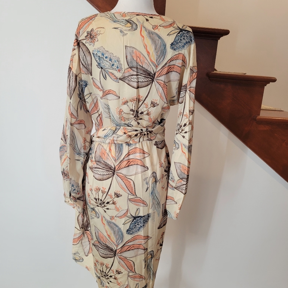 Cotelac Wrap Dress Floral Print Short‎ Sleeve Size M - Picture 5 of 7